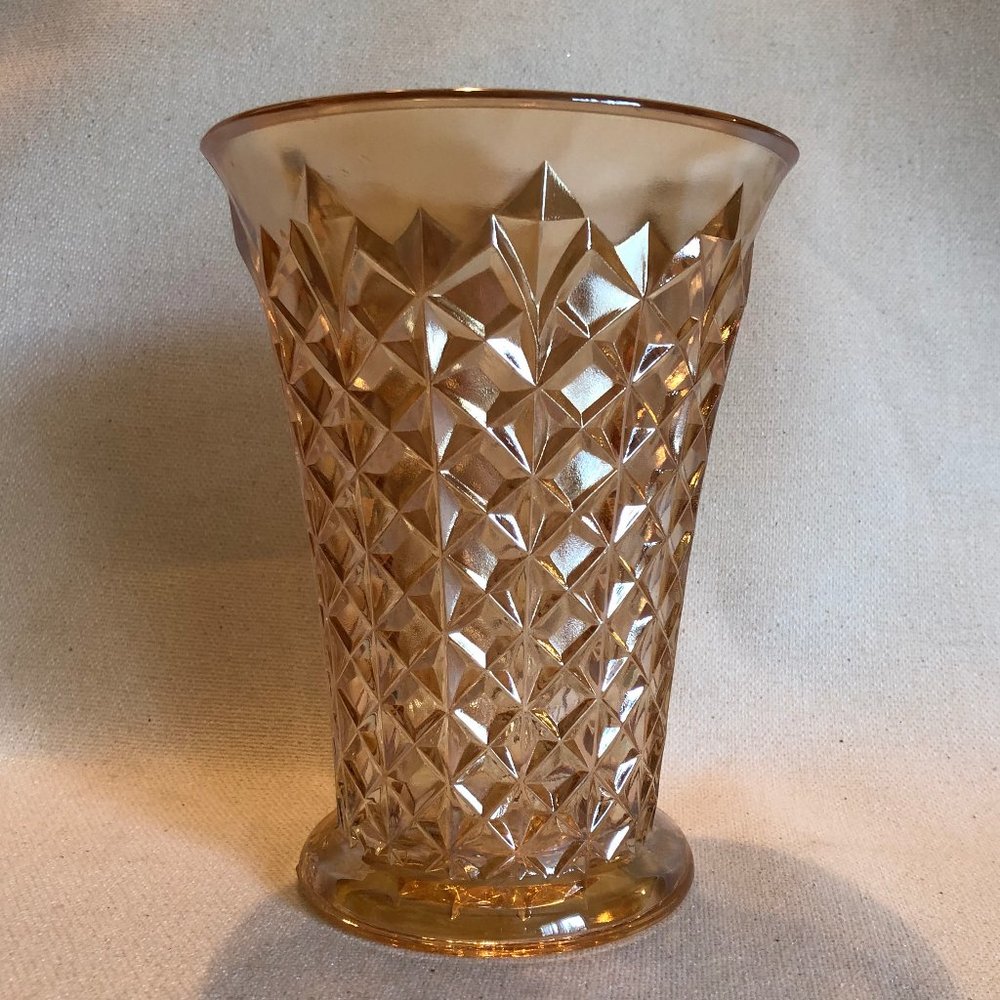 Sowerby Carnival Glass Marigold Color Vase Vintage